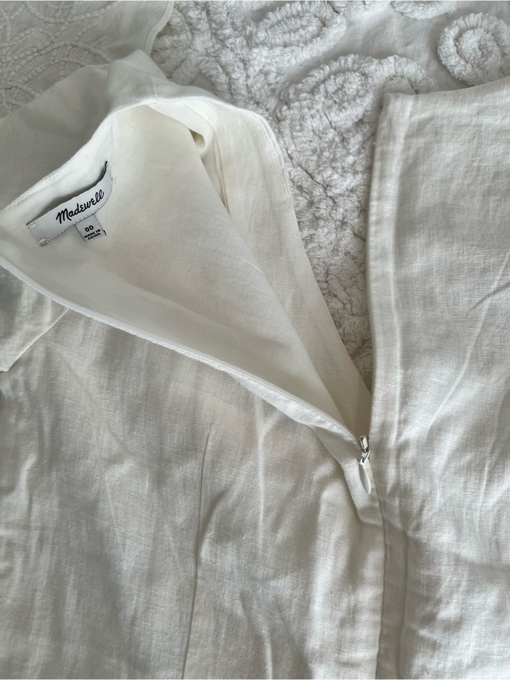 Madewell White Linen Blend Button Wrap Midi Dress - Picture 7 of 8